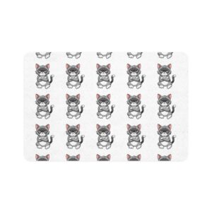 Cute Cat Design Pet Food Mat - 12x18 Non-Slip Feeding Bowl Mat