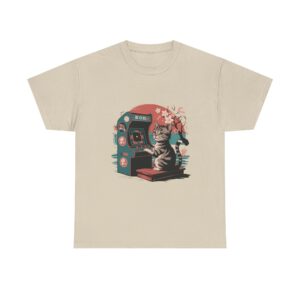 Vintage Cat Arcade Unisex Heavy Cotton Tee - Retro Gamer T-Shirt for Cat Lovers